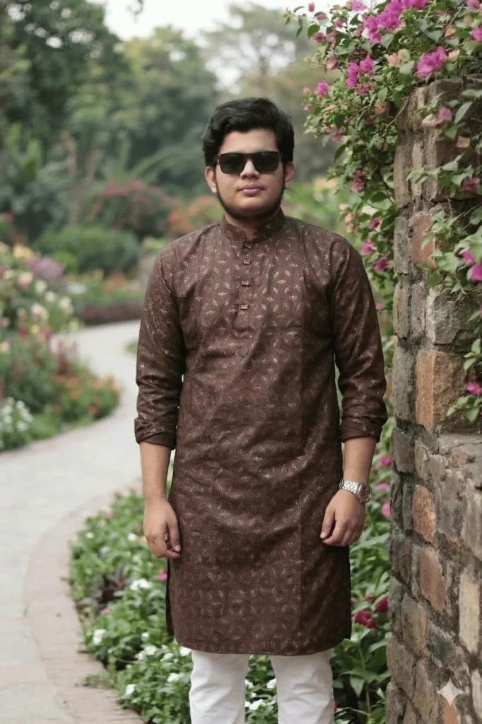 Tilde Printed Punjabi ( (বাদামী রঙ ) 00
