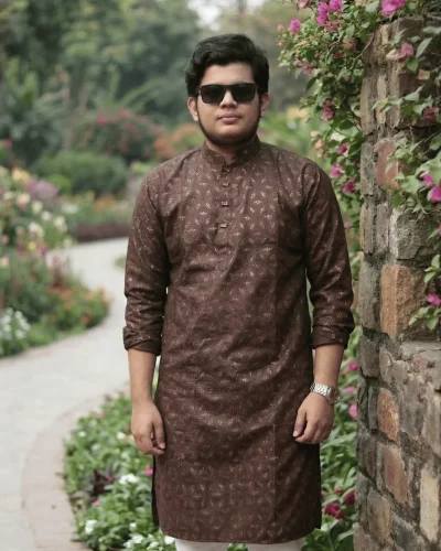 Tilde Printed Punjabi ( (বাদামী রঙ ) 00